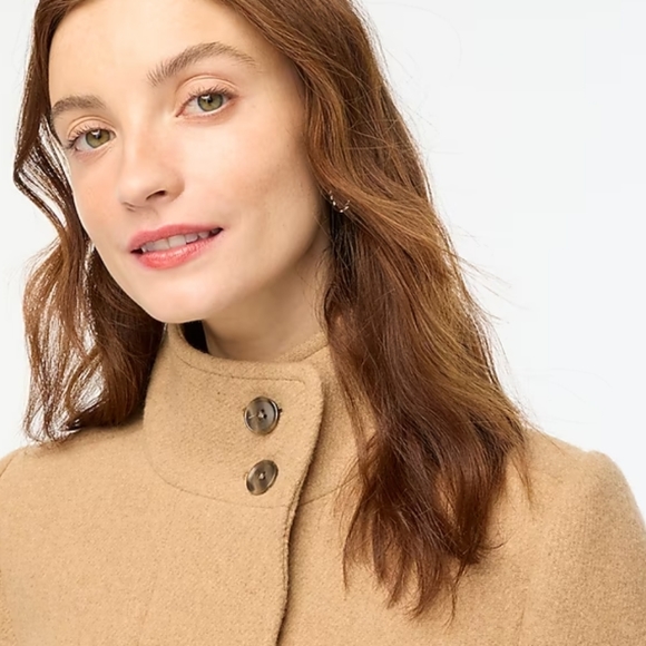 J. Crew Wool Blend Button-neck city coat Tan Size 6 - Picture 2 of 11